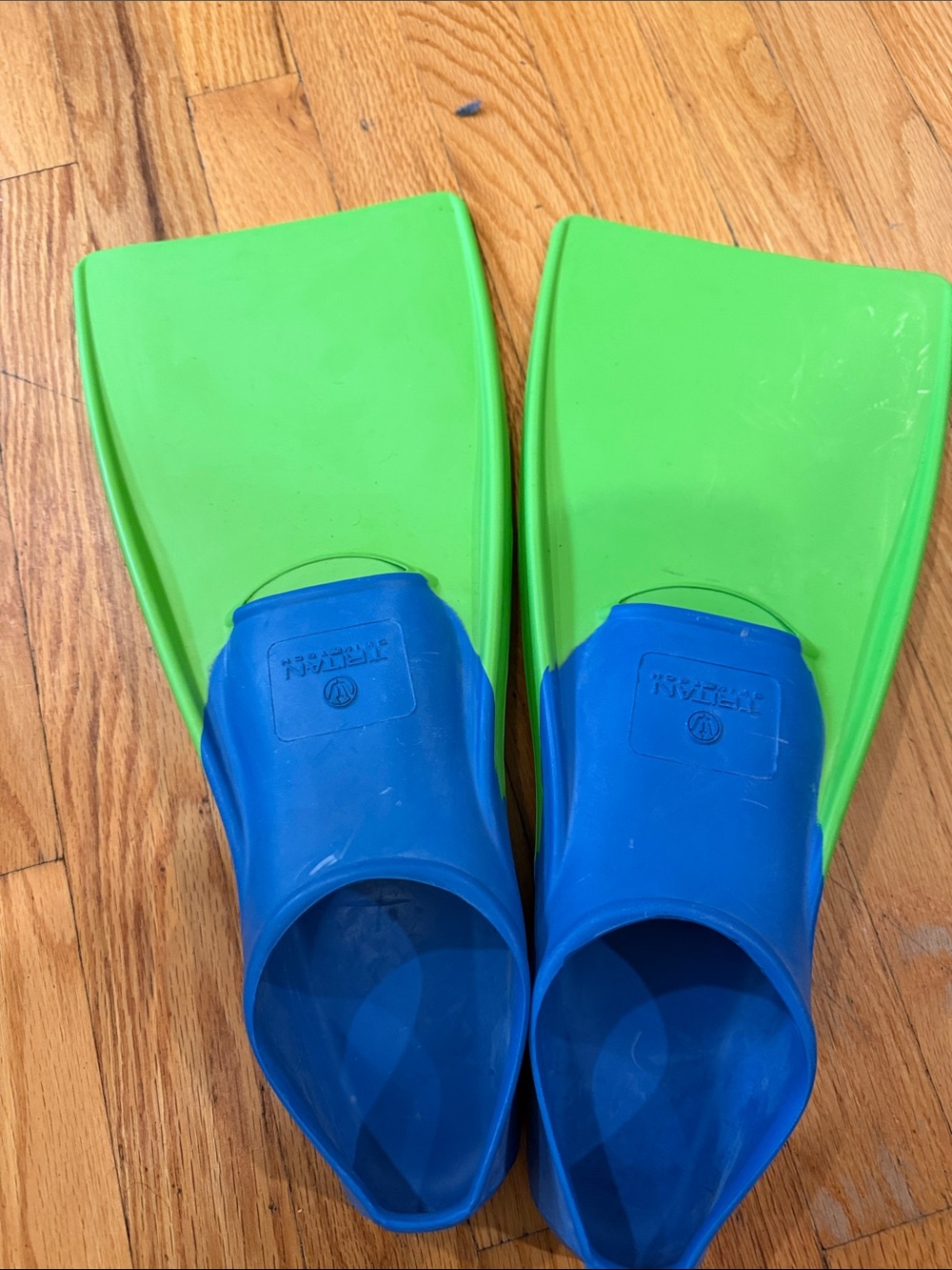 Kids Green and Blue Swim Fins - Comfortable Youth Snorkel Flippers